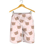 Cute Brown Bear Pattern Print Men's Shorts