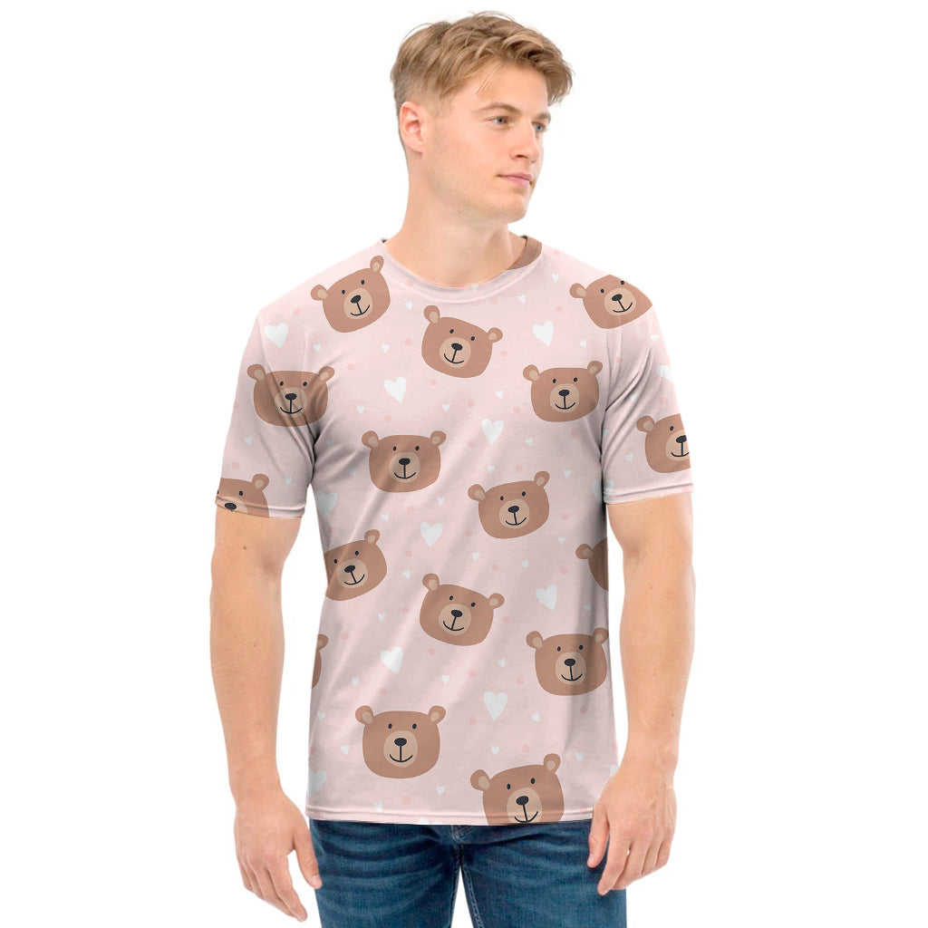 Cute Brown Bear Pattern Print Men's T-Shirt