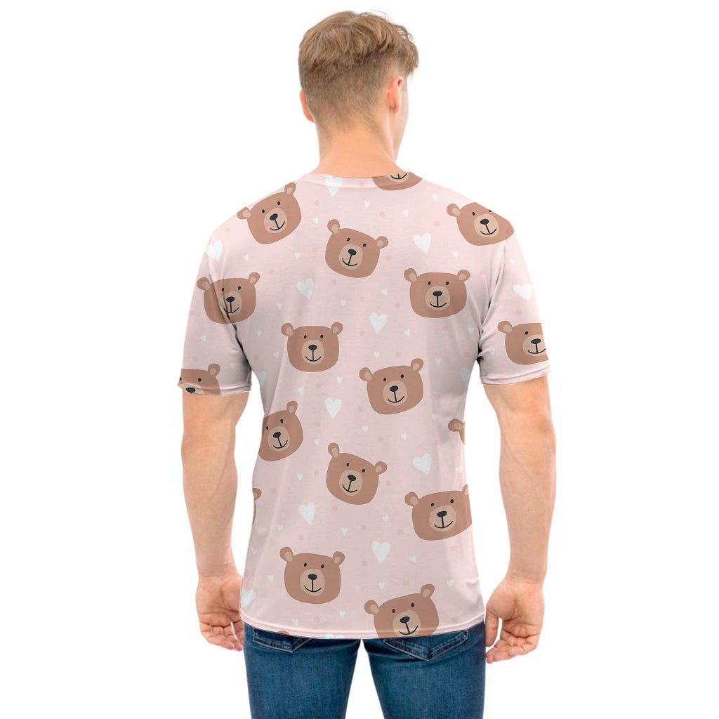 Cute Brown Bear Pattern Print Men's T-Shirt