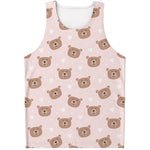 Cute Brown Bear Pattern Print Men's Tank Top