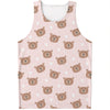 Cute Brown Bear Pattern Print Men's Tank Top