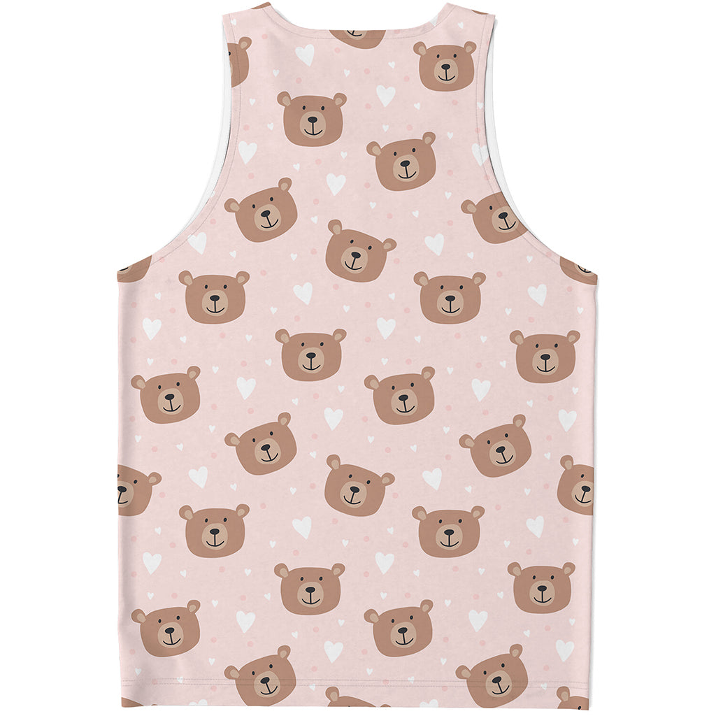 Cute Brown Bear Pattern Print Men's Tank Top