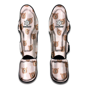 Cute Brown Bear Pattern Print Muay Thai Shin Guard