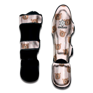 Cute Brown Bear Pattern Print Muay Thai Shin Guard