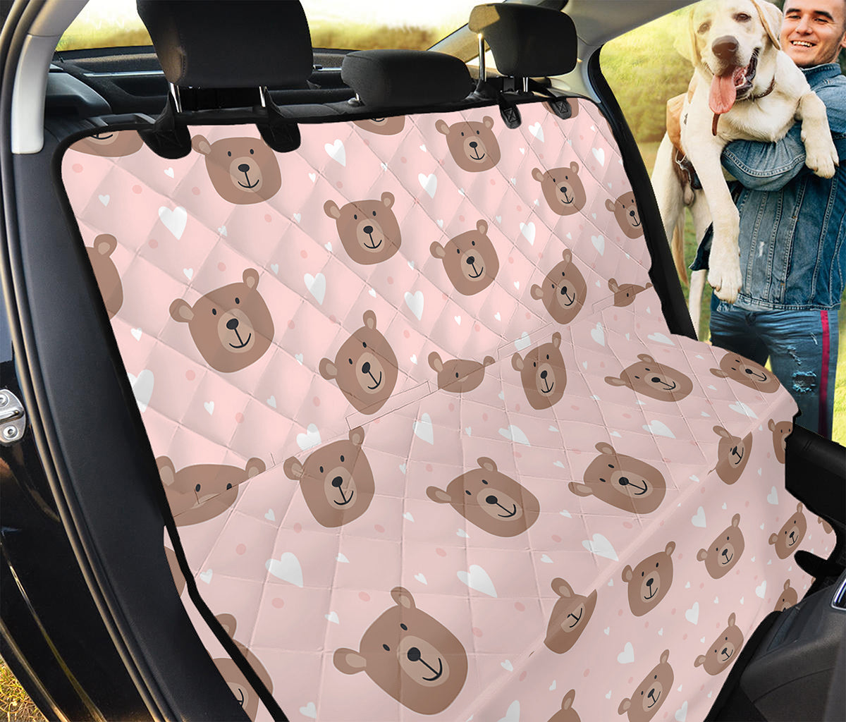 Cute Brown Bear Pattern Print Pet Car Back Seat Cover