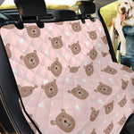 Cute Brown Bear Pattern Print Pet Car Back Seat Cover