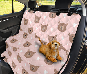 Cute Brown Bear Pattern Print Pet Car Back Seat Cover