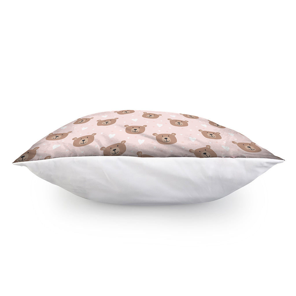 Cute Brown Bear Pattern Print Pillow Cover