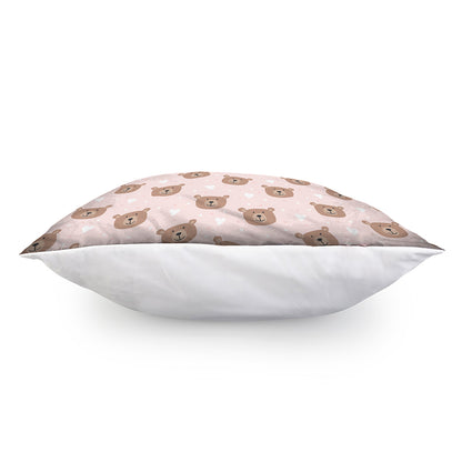 Cute Brown Bear Pattern Print Pillow Cover