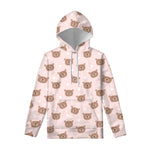 Cute Brown Bear Pattern Print Pullover Hoodie