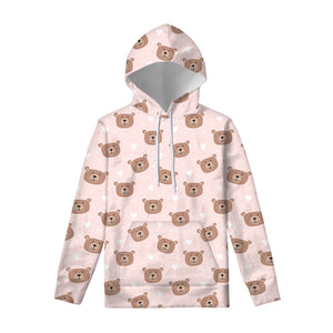 Cute Brown Bear Pattern Print Pullover Hoodie