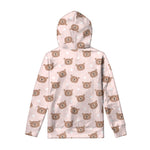 Cute Brown Bear Pattern Print Pullover Hoodie