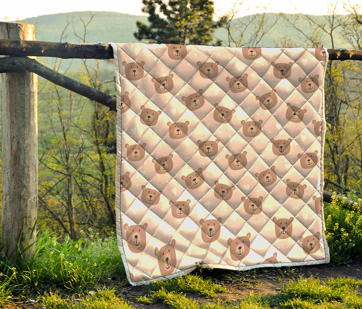 Cute Brown Bear Pattern Print Quilt