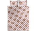 Cute Brown Bear Pattern Print Quilt Bed Set