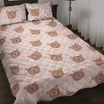 Cute Brown Bear Pattern Print Quilt Bed Set