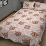 Cute Brown Bear Pattern Print Quilt Bed Set