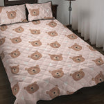 Cute Brown Bear Pattern Print Quilt Bed Set