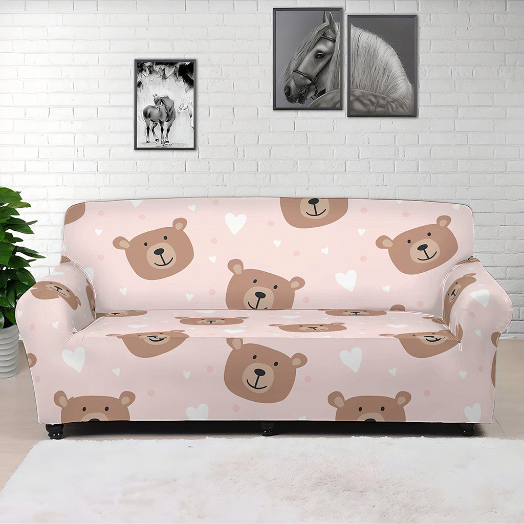 Cute Brown Bear Pattern Print Sofa Cover