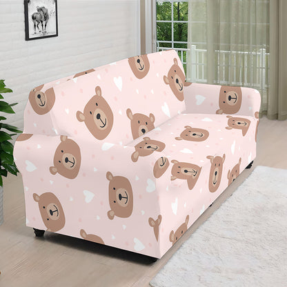 Cute Brown Bear Pattern Print Sofa Cover