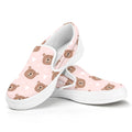 Cute Brown Bear Pattern Print White Slip On Sneakers