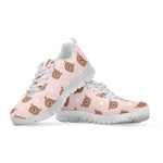 Cute Brown Bear Pattern Print White Sneakers