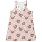 Cute Brown Bear Pattern Print Women's Racerback Tank Top