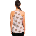 Cute Brown Bear Pattern Print Women's Racerback Tank Top