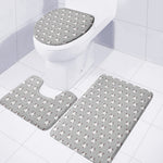 Cute Bull Terrier Faces Pattern Print 3 Piece Bath Mat Set