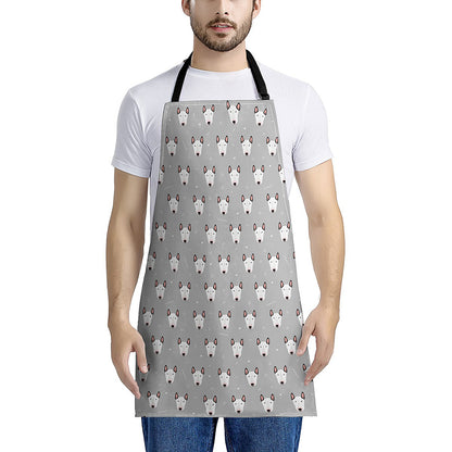 Cute Bull Terrier Faces Pattern Print Apron