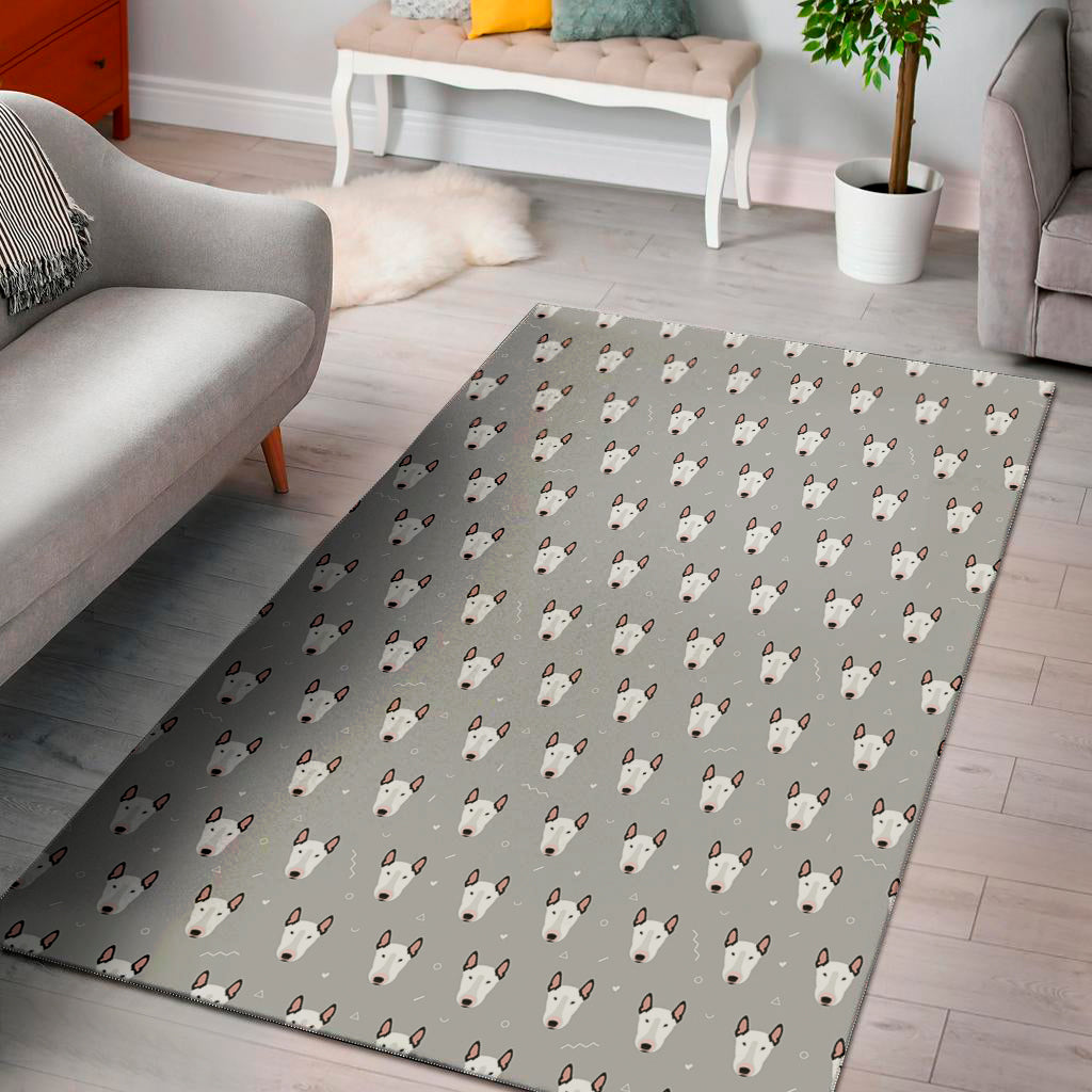 Cute Bull Terrier Faces Pattern Print Area Rug
