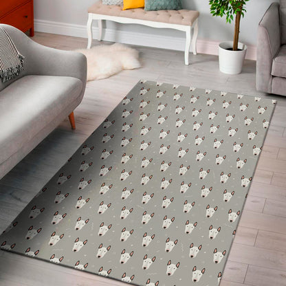 Cute Bull Terrier Faces Pattern Print Area Rug