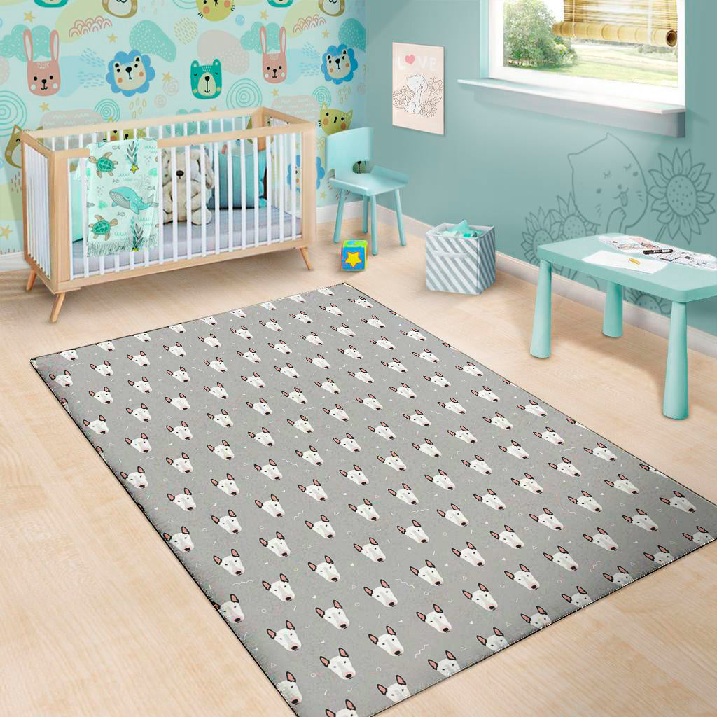 Cute Bull Terrier Faces Pattern Print Area Rug