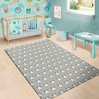 Cute Bull Terrier Faces Pattern Print Area Rug