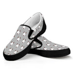 Cute Bull Terrier Faces Pattern Print Black Slip On Shoes