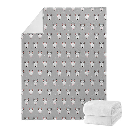 Cute Bull Terrier Faces Pattern Print Blanket