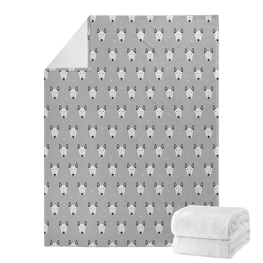 Cute Bull Terrier Faces Pattern Print Blanket