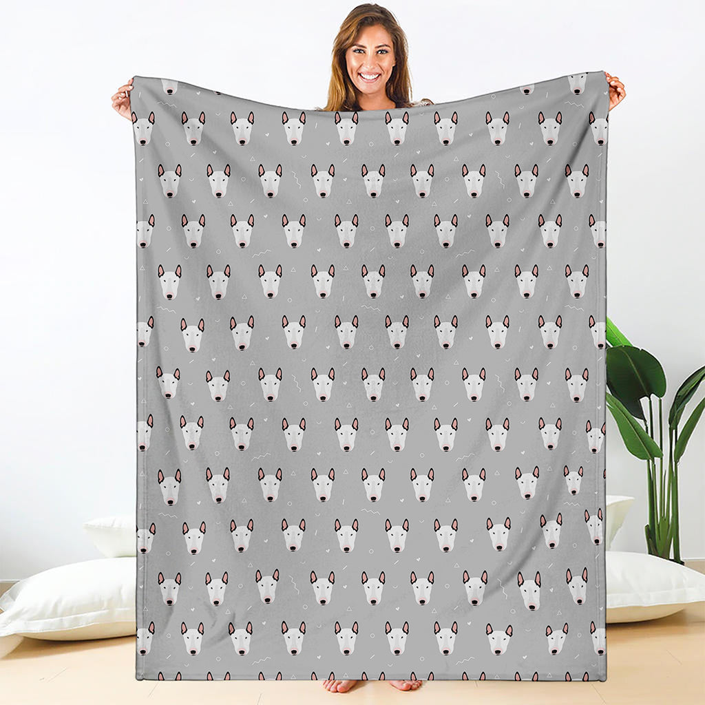 Cute Bull Terrier Faces Pattern Print Blanket