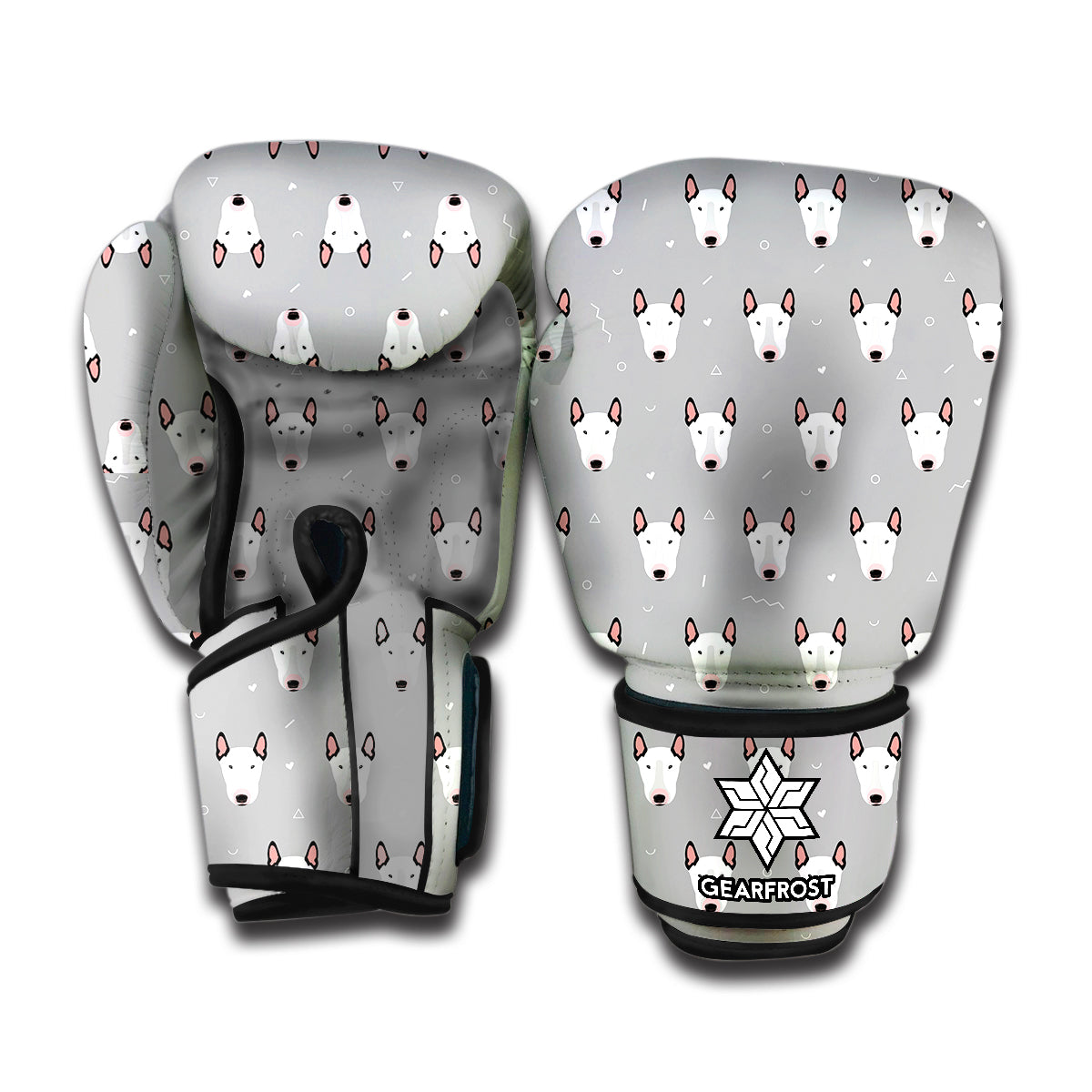 bull terrier fight gear Cute Bull Terrier Faces Pattern Print Boxing Gloves – GearFrost