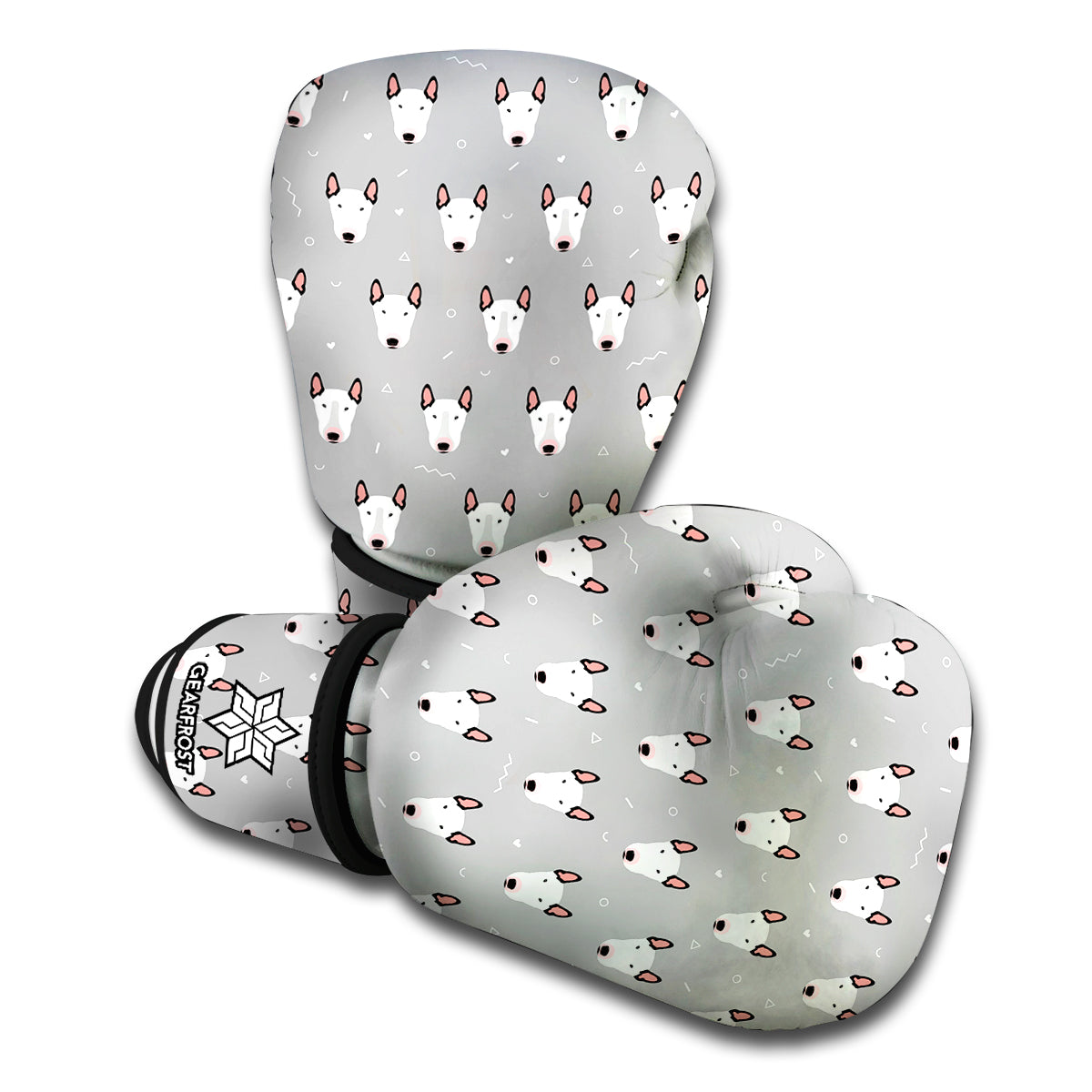 Cute Bull Terrier Faces Pattern Print Boxing Gloves