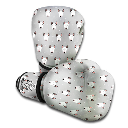 Cute Bull Terrier Faces Pattern Print Boxing Gloves
