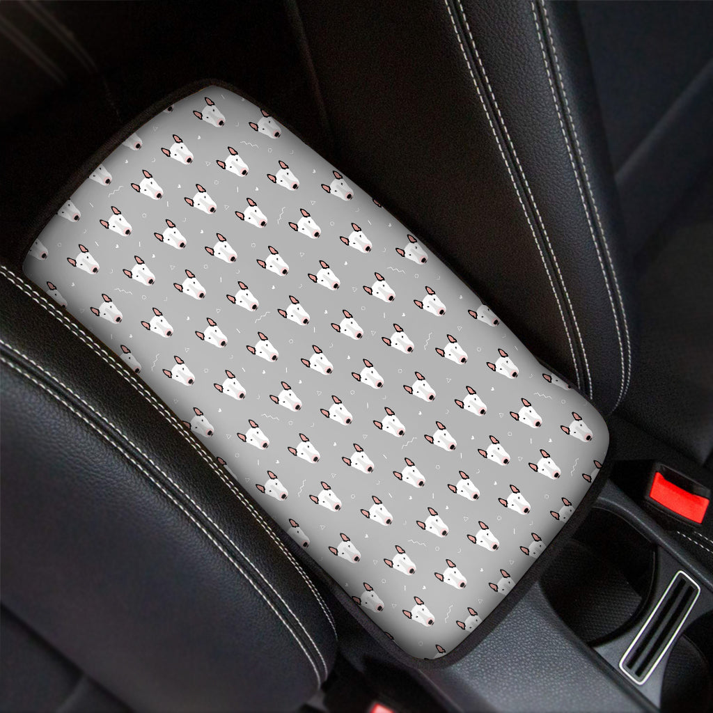 Cute Bull Terrier Faces Pattern Print Car Center Console Cover