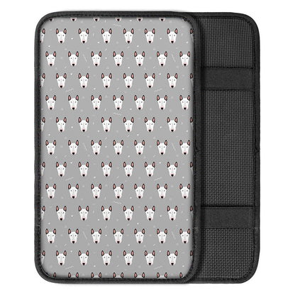 Cute Bull Terrier Faces Pattern Print Car Center Console Cover
