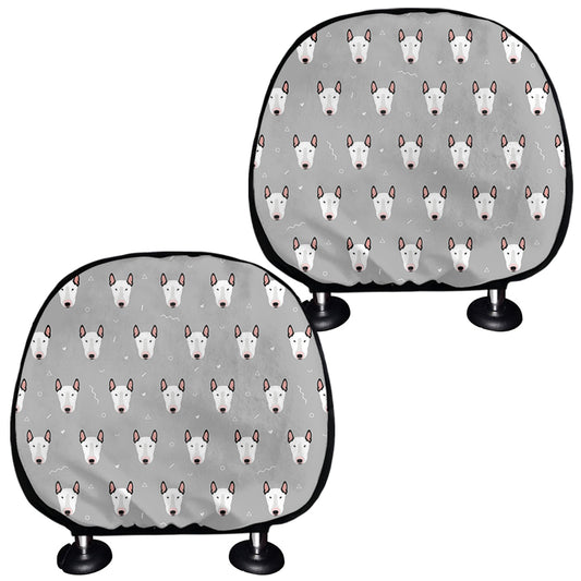 Cute Bull Terrier Faces Pattern Print Car Headrest Covers