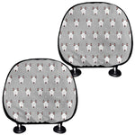 Cute Bull Terrier Faces Pattern Print Car Headrest Covers