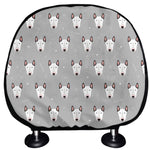 Cute Bull Terrier Faces Pattern Print Car Headrest Covers