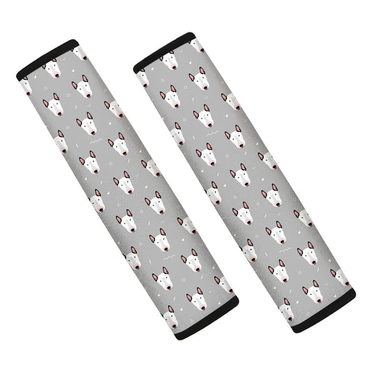 Cute Bull Terrier Faces Pattern Print Car Seat Belt Covers