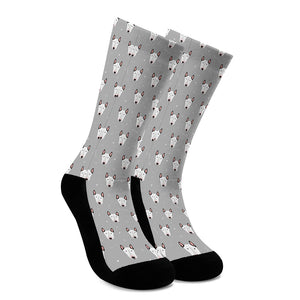 Cute Bull Terrier Faces Pattern Print Crew Socks