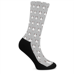 Cute Bull Terrier Faces Pattern Print Crew Socks