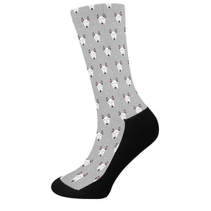 Cute Bull Terrier Faces Pattern Print Crew Socks