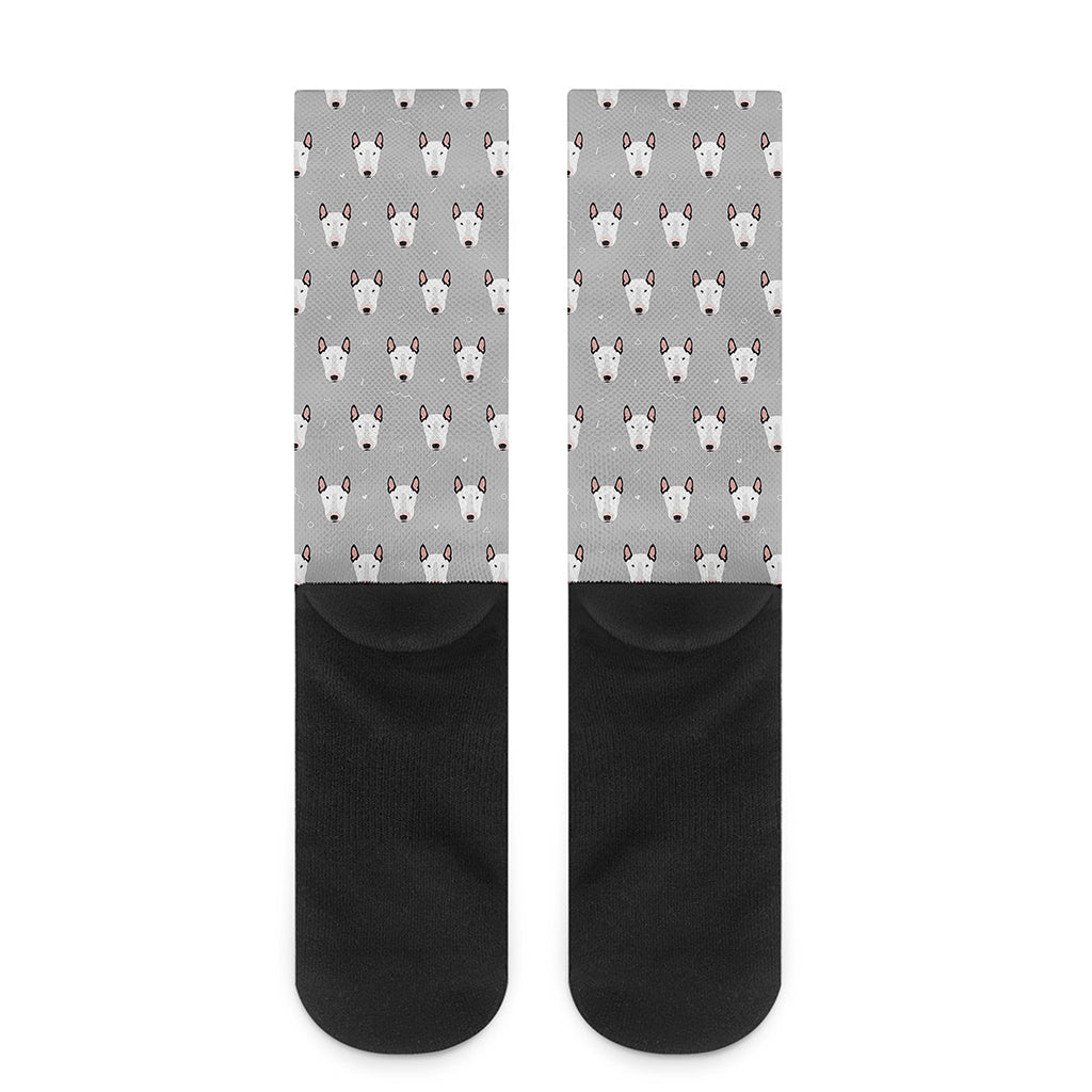 Cute Bull Terrier Faces Pattern Print Crew Socks